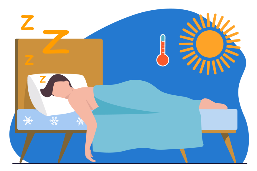 Person sleeping on a cool mattress